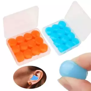 12PC Reusable Silicone Ear Plugs Noise Cancelling Earplugs Protector Study Sleep - Picture 1 of 14