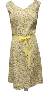 Madison Leigh Dress 14P Petite Smocked Marigold Floral Padded Bra Yellow - Picture 1 of 15