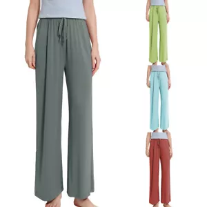 Women's Wide Leg Pajama Pants High Waisted Palazzo Relaxed Fit Lounge Bottoms - Picture 1 of 31