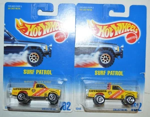 LOT of 2 Hot Wheels Surf Patrol Rescue S10 Pickup Truck Yellow #102 Diecast 1:64 - Picture 1 of 9