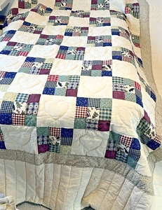 Quilt Country Cabin Bear Theme Hand-Sewn LARGE 94x102 - Picture 1 of 22