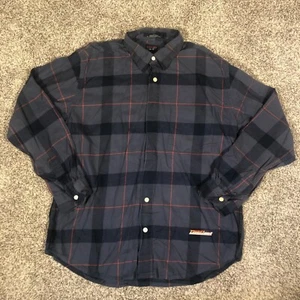 Tommy Jeans Mens Shirt Large Purple Red Window Pane Checkered Button Up Cotton - Picture 1 of 10