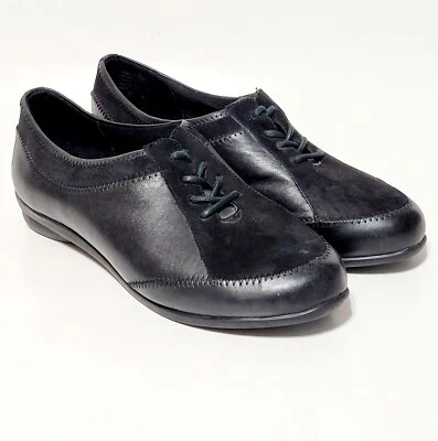 Zapatos cómodos Drew Barefoot Freedom Keena Oxford con cordones de cuero negro Wms 37EU Foto 1 de 4