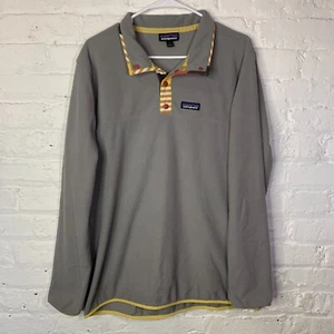 Patagonia Fleece Snap T Pullover Sweatshirt L Mens Gray / Yellow / Aztec Shirt - Picture 1 of 3
