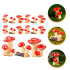  15 Pcs Rot Harz Simulierte Pilzverzierung Mini-Blumentöpfe Miniatur-Puppenhaus