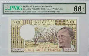 1979 Djibouti 5000 Francs PMG66 EPQ GEM UNC <P-38d> - Picture 1 of 4