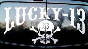 XLARGE 30" lucky 13 skull bones vinyl car bonnet side sticker rear window van vw - Picture 1 of 3