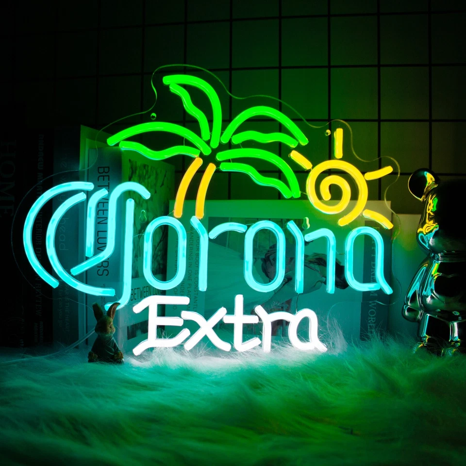 Corona Extra Beer Palm Tree LED Neon Light Sign Lamp Bar Wall Decor 12.6"x16.5" - image 1 of 4
