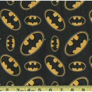 1 yard - Batman Bat Signal cotton fabric - Black - 36" x 44" - Picture 1 of 1