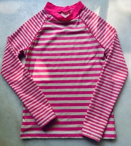 Mini Boden Pink Striped Rash Guard Swim Top Size 8/9 - Picture 1 of 6
