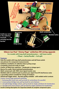 Gibson Les Paul lötfrei Jimmy Page Verkabelung Upgrade + Langschaft Potis/hoher Schalter - Bild 1 von 9