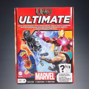 2022 MATTEL MARVEL UNO ULTIMATE 1ST EDITION CARD GAME + COLLECTIBLE FOIL CARDS - Picture 1 of 2
