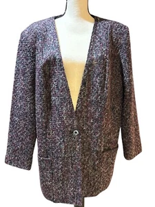W.L.B.W. Vintage Tweed Wool Mohair Blazer Jacket Career Shoulder Pads Sz 20 USA - Picture 1 of 7