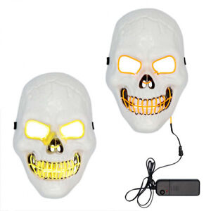 White Killer Skull Halloween LED Plastic Face Mask 27cm