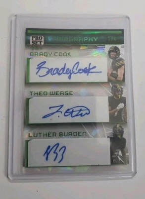 2023 Pro Set Pure Brady Cook Theo Wease Luther Burden Triography Auto RC #'d 2/4 - Image 1 of 4