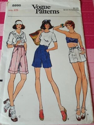 Vintage Vogue Pattern 8895 High Waist Short City Shorts Size 25" Waist UNCUT - Image 1 of 3