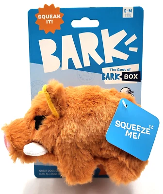 BarkBox Beau The Boar Squeaky Crinkly Plush Tug & Shake Dog Toy 6.5x4"