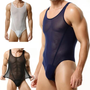 Men's One Piece Sleeveless Bodysuit Wrestling Singlet Leotard Jumpsuit AU - Picture 1 of 41