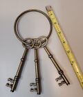 Skeleton HALLOWEEN Jail Keys & Ring Metal Rustic Western Prison Ring Set of 3