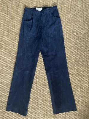 Женские замшевые кожаные брюки ESCADA Goat — синие, размер 4/ЕС 36 - Изображение 1 из 4