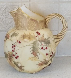 Jarra de vidrio birmano Mount Washington 8" acebo y bayas (40) motivo ¡En muy buena condición!  - Imagen 1 de 21