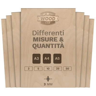 10 x A4 Pannelli in Betulla 3mm (±0,5mm) 29,7 x 21 cm Tavole Di Legno Grezzo per - Immagine 1 di 4