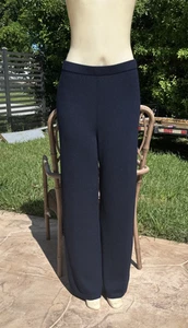 ST JOHN LEGACY BLUE SANTANA KNIT HIGH WAIST PANTS Sz 10 - Picture 1 of 12