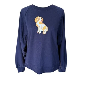 Talbots dark blue long sleeve crewneck pullover sweater with dog XS - Picture 1 of 8