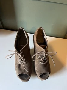 Topshop Faux Suede, Peep Toe, Platform Wedge Heels, UK Size 4 - Picture 1 of 3