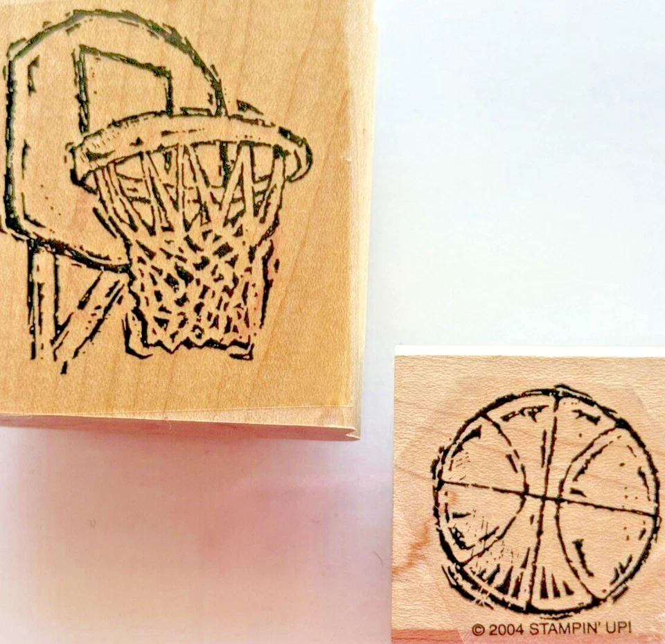 Stampin Up Stamp BASKETBALL HOOP and BASKETBALL Set of 2 LOOSE STAMPS Sports - Image 1 of 4