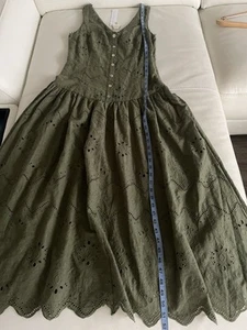 New Sun Summer Dress Cotton Embroidery Olive Green HOUSE OF HARLOW sz 6 NWT $375 - Picture 1 of 14