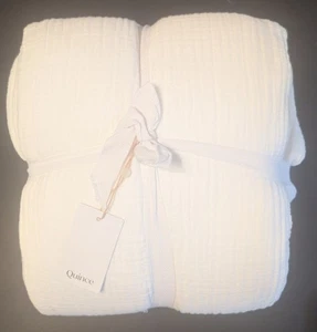 Quince 100% Organic Airy Gauze Cotton Duvet Cover 3PC Set Color White Full/Queen - Picture 1 of 5
