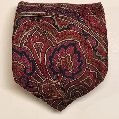 VTG John Henry Made In The USA  Red Paisley Silk Tie 57" Long - Image 1 of 4