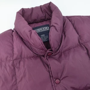Lands End Unisex Large Puffer Vest Purple Nylon Goose Down Sleeveless - Picture 1 of 6