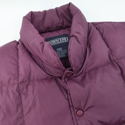 Lands End Unisex Large Puffer Vest Purple Nylon Goose Down Sleeveless - Image 1 of 4
