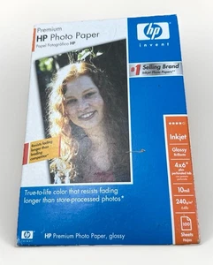Papier fotograficzny HP Premium 4 x 6 atramentowych błyszczących 100 arkuszy 64 funty 10 mil zapieczętowany - Zdjęcie 1 z 1