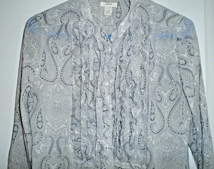 J Crew Rüschen Latz 100 % Seide geknöpftes Hemd Bluse Damen 6 Small - Medium - Bild 1 von 9