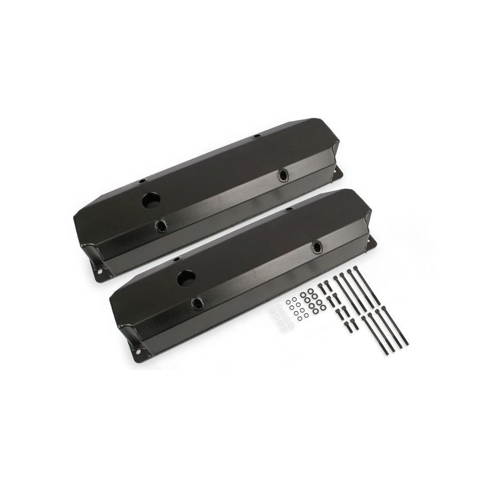 Mr. Gasket 6865BG Fabricated Aluminum Valve Covers - Black Finish - Image 1 of 4