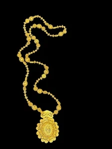 Antik Vintage Philippinen Tamburin Reliquiar Anhänger Halskette Gold Filigran - Bild 1 von 8