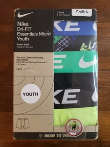 NEW Nike Dri-Fit Essentials Micro Boxer Brief Youth Large 3-Pack Wicking Boy's - Picture 1 of 5