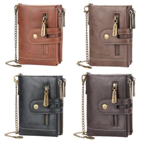 Men's RFID Blocking Wallet Leather Coin Purse Credit Card Holder Zipper Wallet - Picture 1 of 25