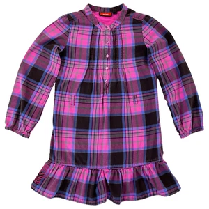 Mexx Dress Girls 9 Purple Pink Plaid Henley Lined Long Sleeve Casual Kids Youth - Picture 1 of 9