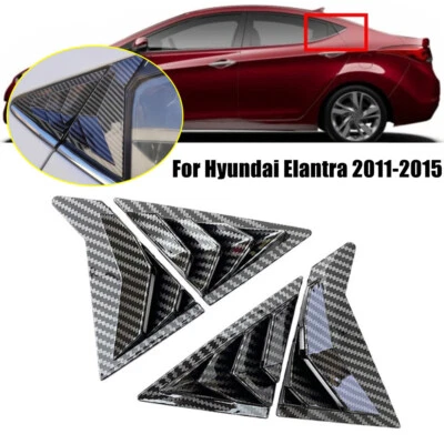 2X Cubierta de persiana de ventilación lateral de ventana trasera de fibra de carbono para Hyundai Elantra 2011-2015 Foto 1 de 4