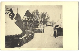 POSTCARD Ukrainian village Verkhovyna winter peasant life Hustul Transcarpathia - Picture 1 of 2