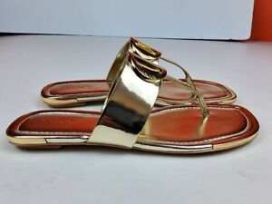 DKNY Halcott  women Open Toe Flat Sandals Platinum Gold 6.5M (lot369)