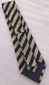 Burberry Of London Men's Hand Sewn Black/Gold Stripes Silk Necktie. Pre-owned - Picture 1 of 6