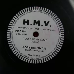 78rpm ROSE BRENNAN - GEOFF LOVE you are my love , demo pressing - Picture 1 of 1