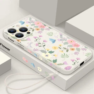 Flower Case For iPhone 15 Pro Max 14 13 12 11 X XS XR Shockproof Lanyard Cover - Picture 1 of 19