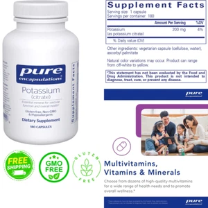 Pure Encapsulations Potassium Citrate 180 Capsules Supports Electrolyte Balance - Picture 1 of 4