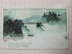 Farblitho - Gruss vom Rheinfall bei Schaffhausen - gel 1896 !!! m3 - Bild 1 von 2